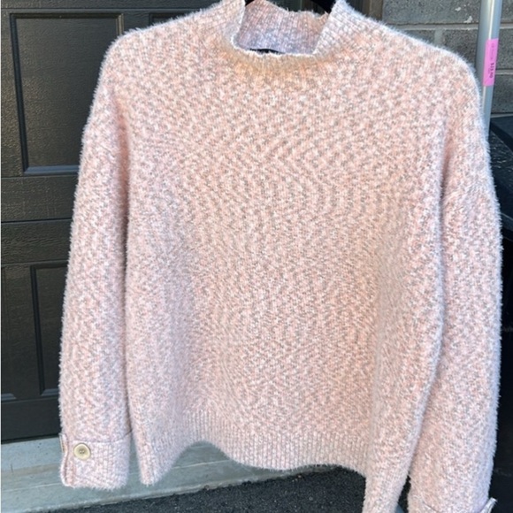 Elena Wang Soft Pastel Pink Mock Neck Sweater Size L - Picture 10 of 16